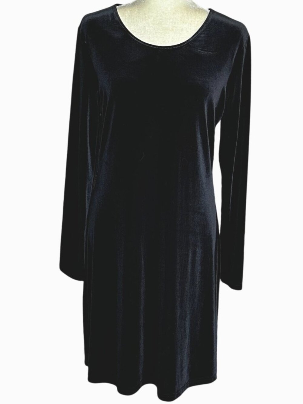 Vintage Black Velour Goth Midi Dress Whimsigoth Witchy Long Sleeve Y2K 90s